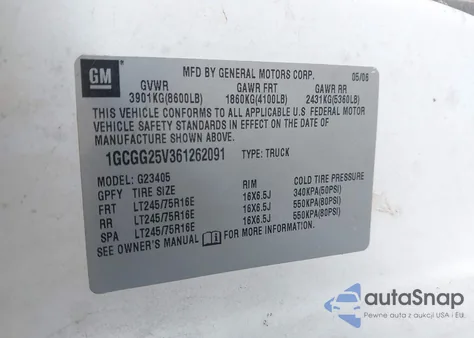 2006 Chevrolet Express Work Van from USA, damaged, VIN 1GCGG25V361262091